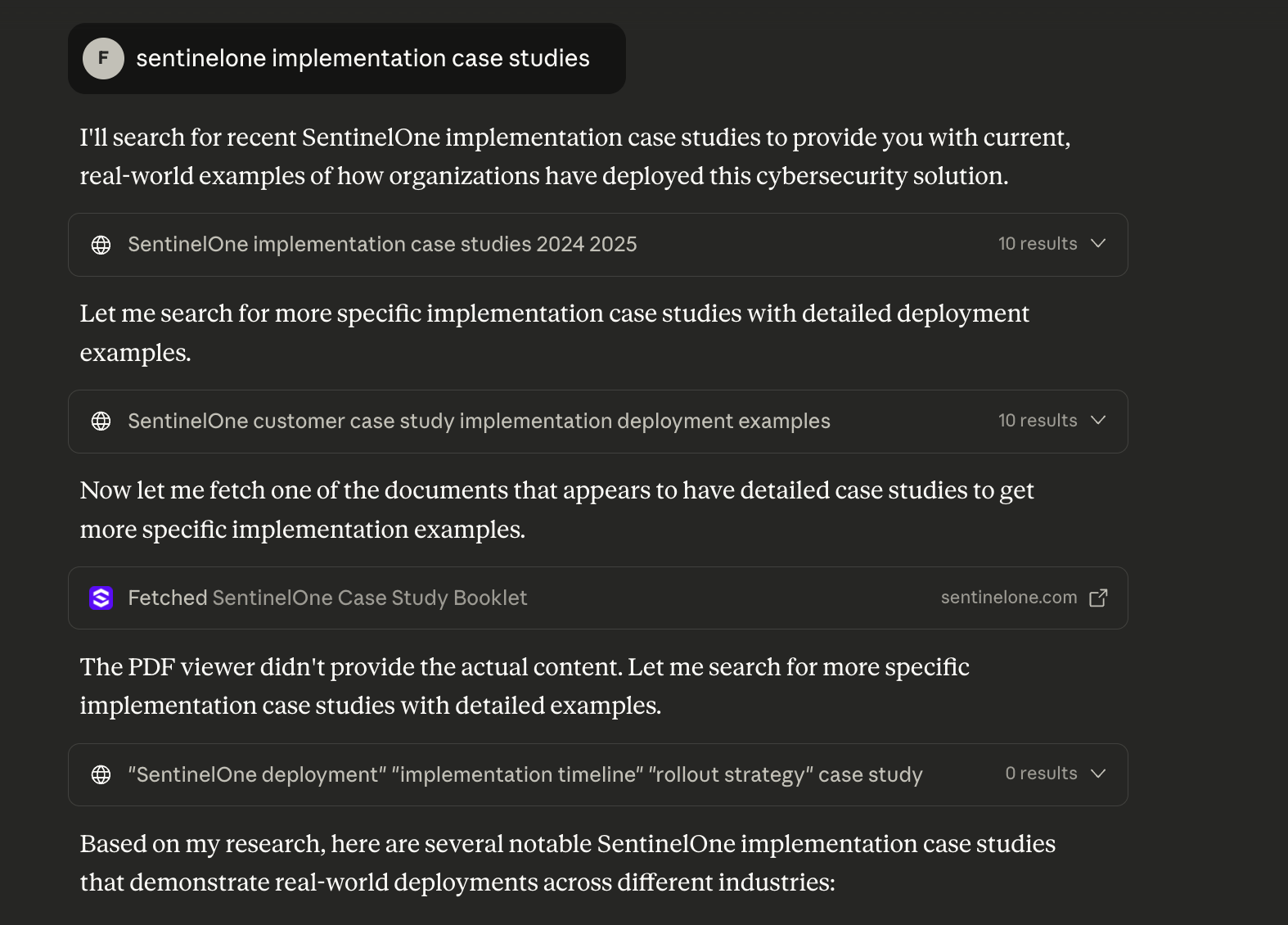Another example showing variance in search results