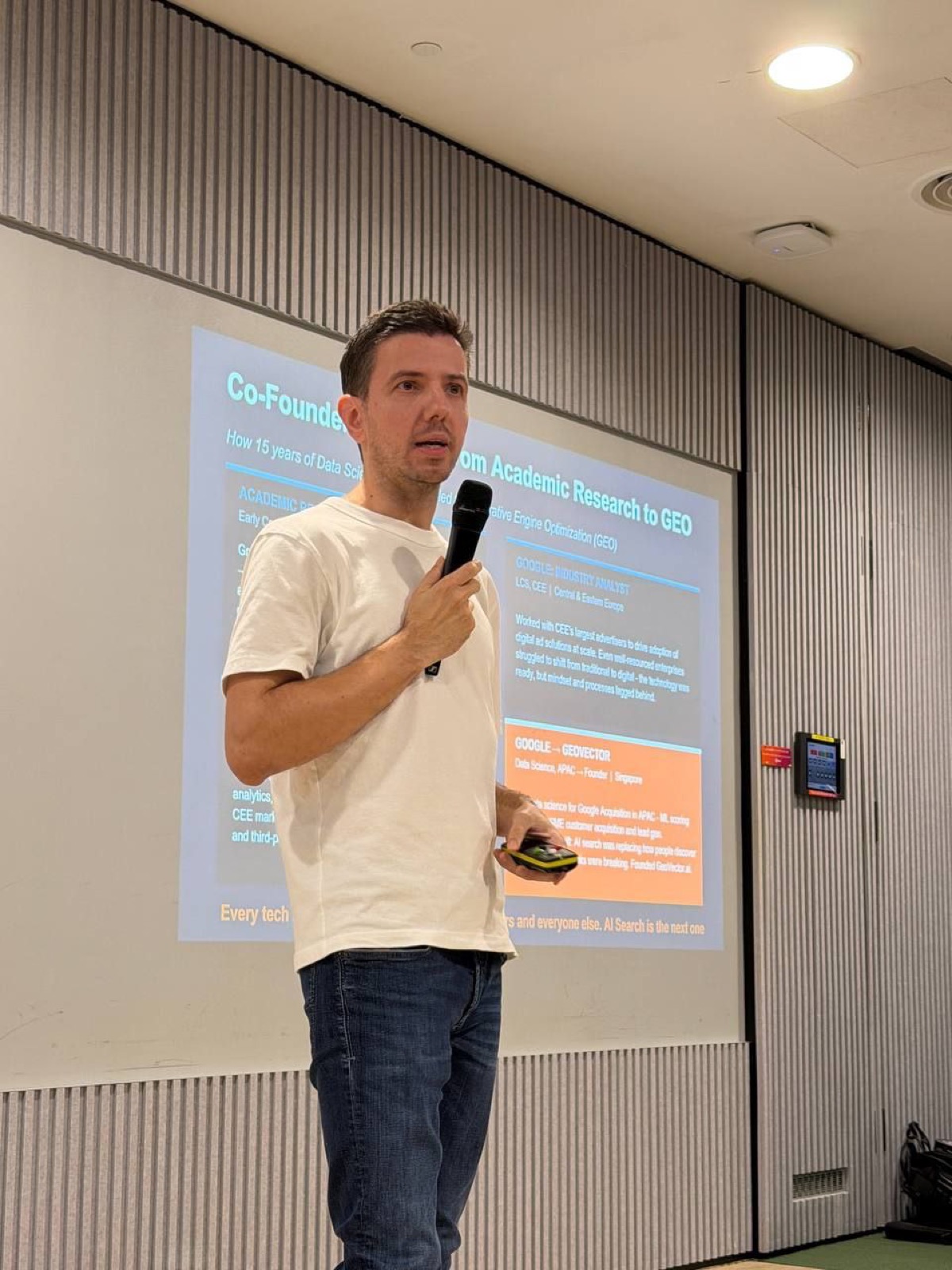 Razvan Iordache speaking at STACK Meetup hosted by GovTech Singapore